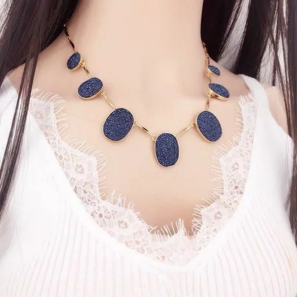 NWT Kate Spade Navy Sapphire Blue Pave the Way Statement Necklace - Picture 8 of 10